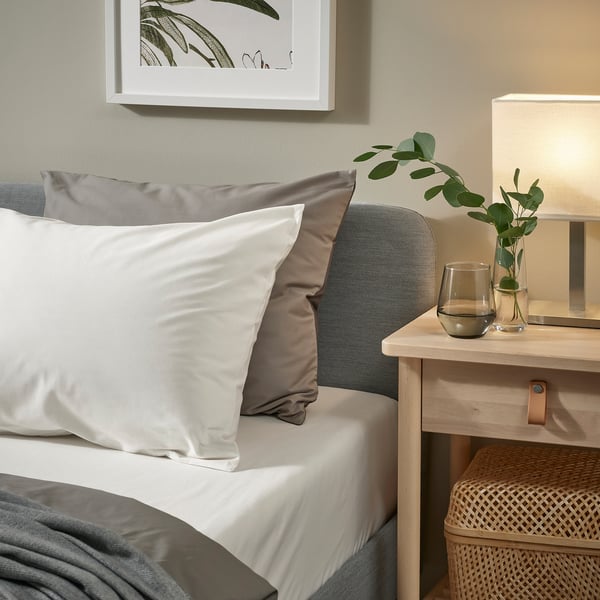 BALSAMPOPPEL fitted sheet, white
