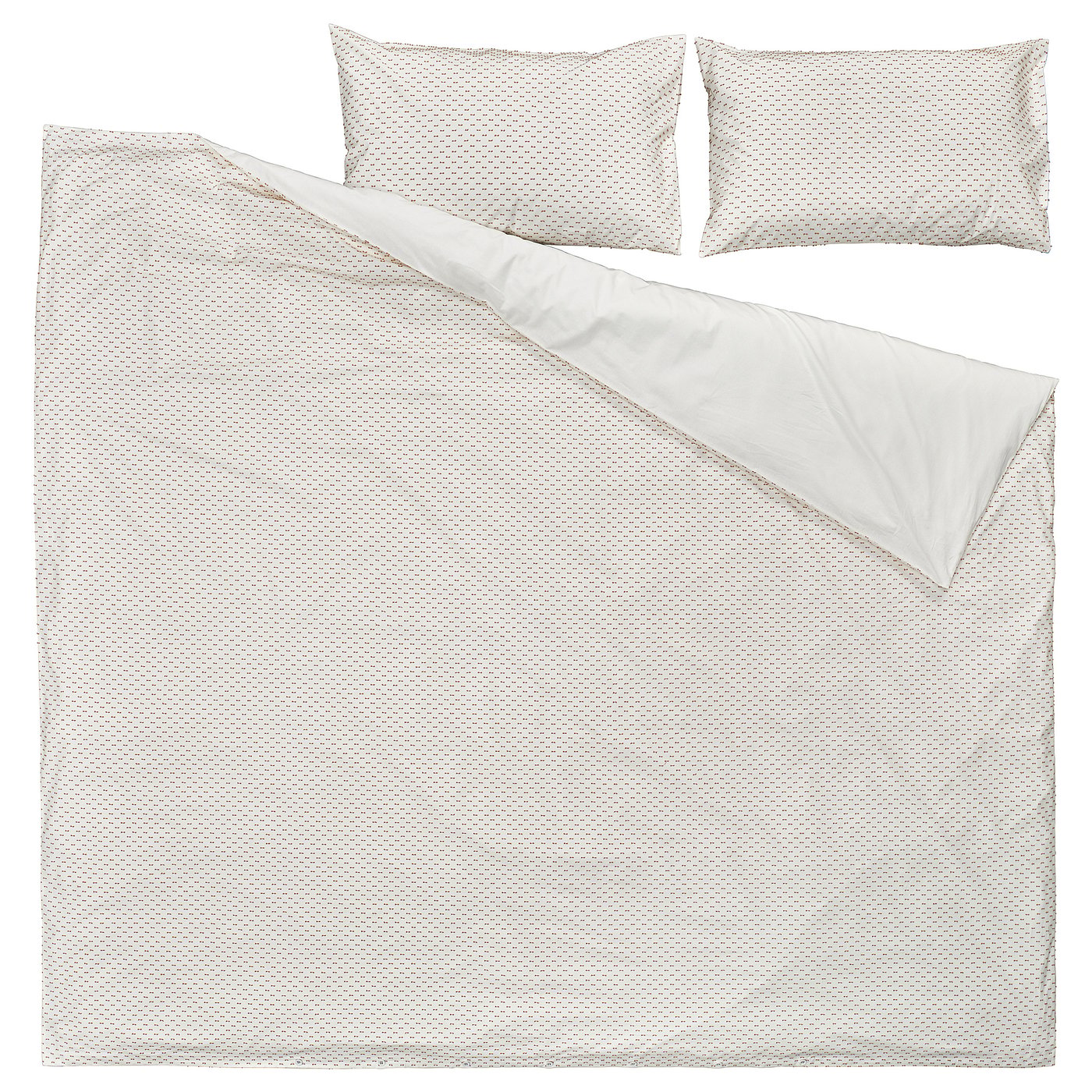 BANDKNIPPE duvet cover and 2 pillowcases, white/beige, 240x220/50x80 cm