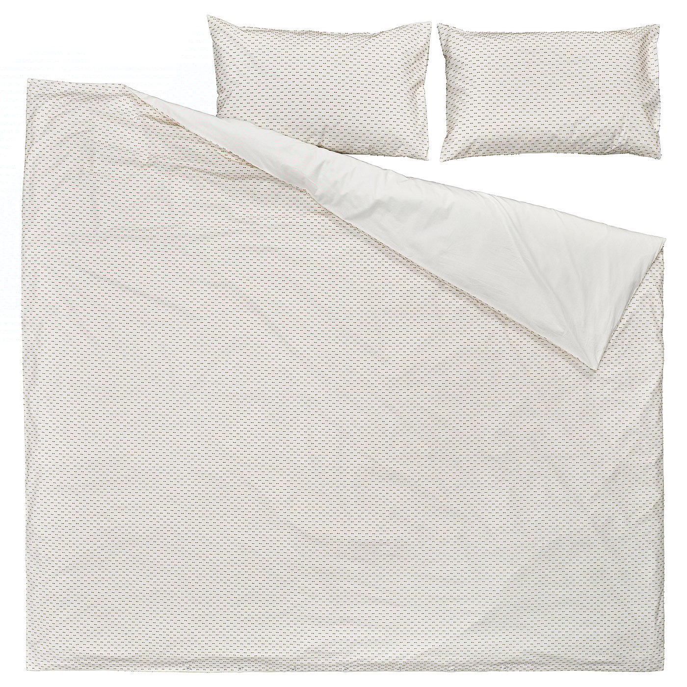 BANDKNIPPE duvet cover and 2 pillowcases, white/beige, 220x240 cm