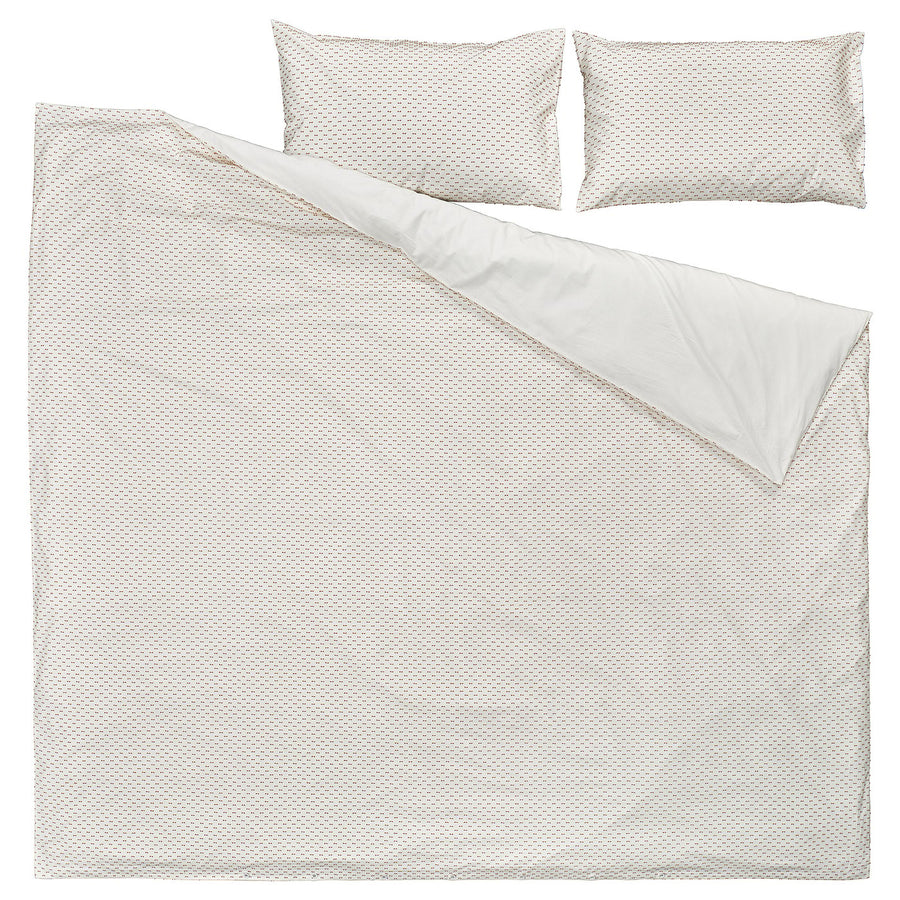 BANDKNIPPE duvet cover and 2 pillowcases, white/beige, 220x240 cm