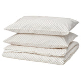 BANDKNIPPE duvet cover and 2 pillowcases, white/beige, 240x220/50x80 cm