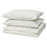 BANDKNIPPE duvet cover and 2 pillowcases, white/green, 240x220/50x80 cm