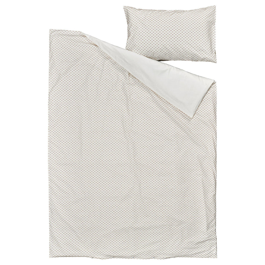 BANDKNIPPE duvet cover and pillowcase, white/beige, 150x200/50x80 cm