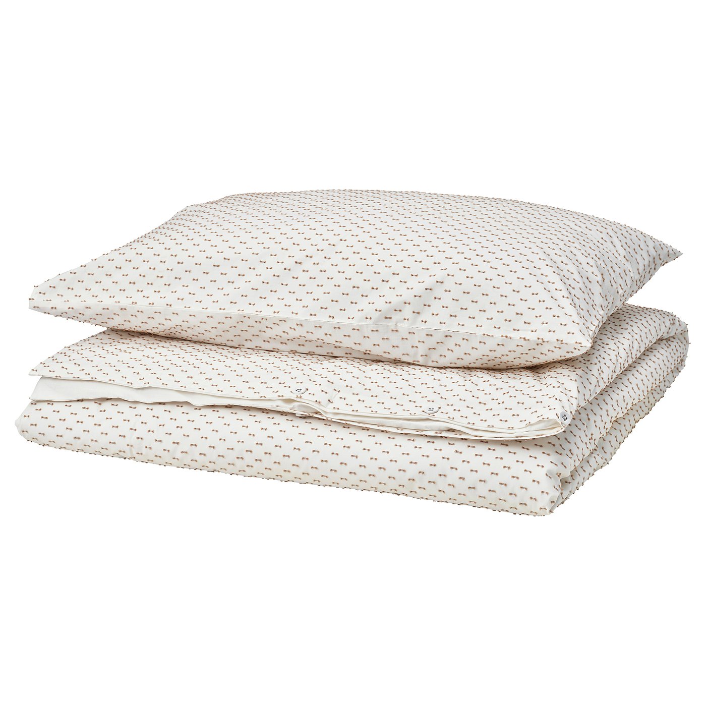 BANDKNIPPE duvet cover and pillowcase, white/beige, 200x150 cm