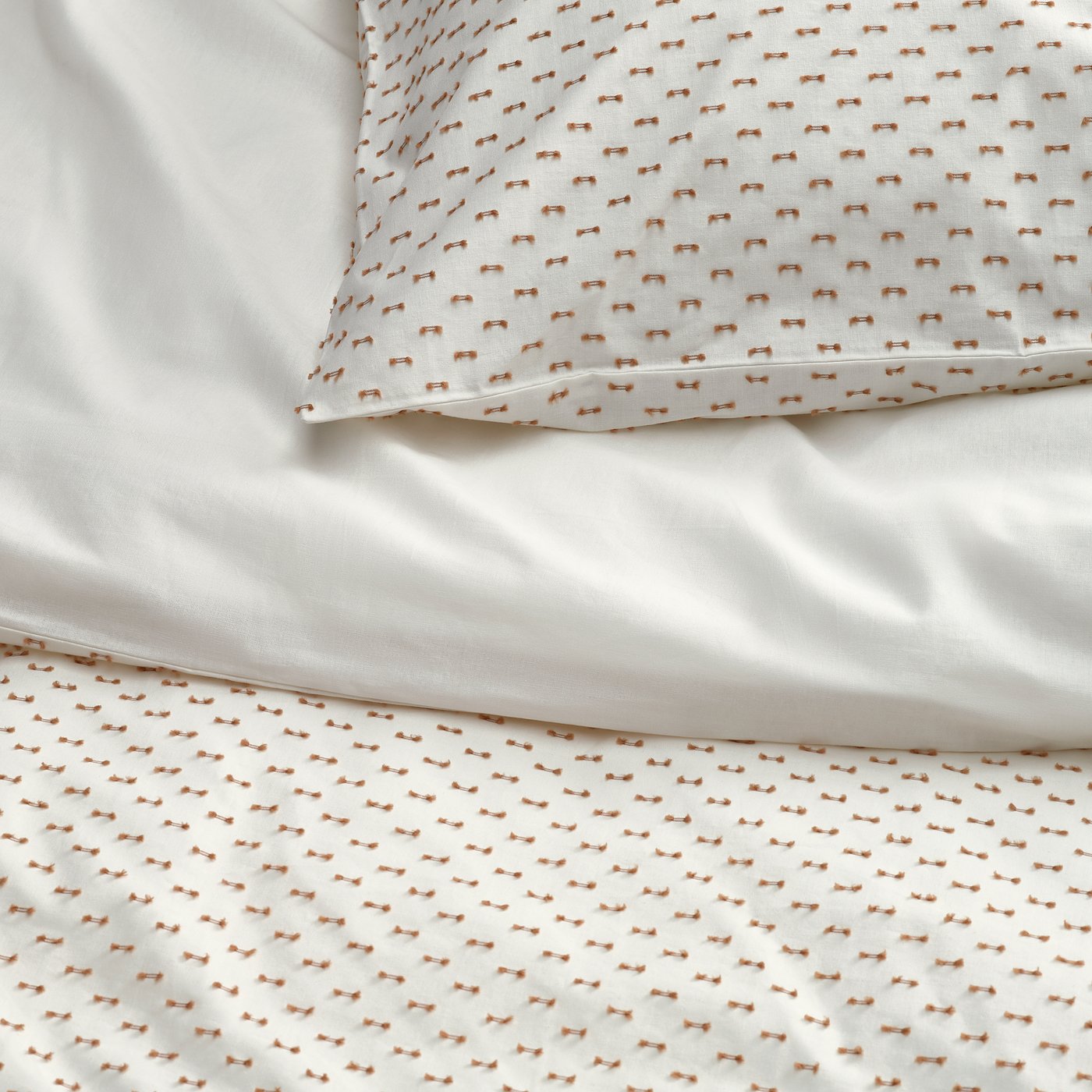 BANDKNIPPE duvet cover and pillowcase, white/beige, 150x200/50x80 cm
