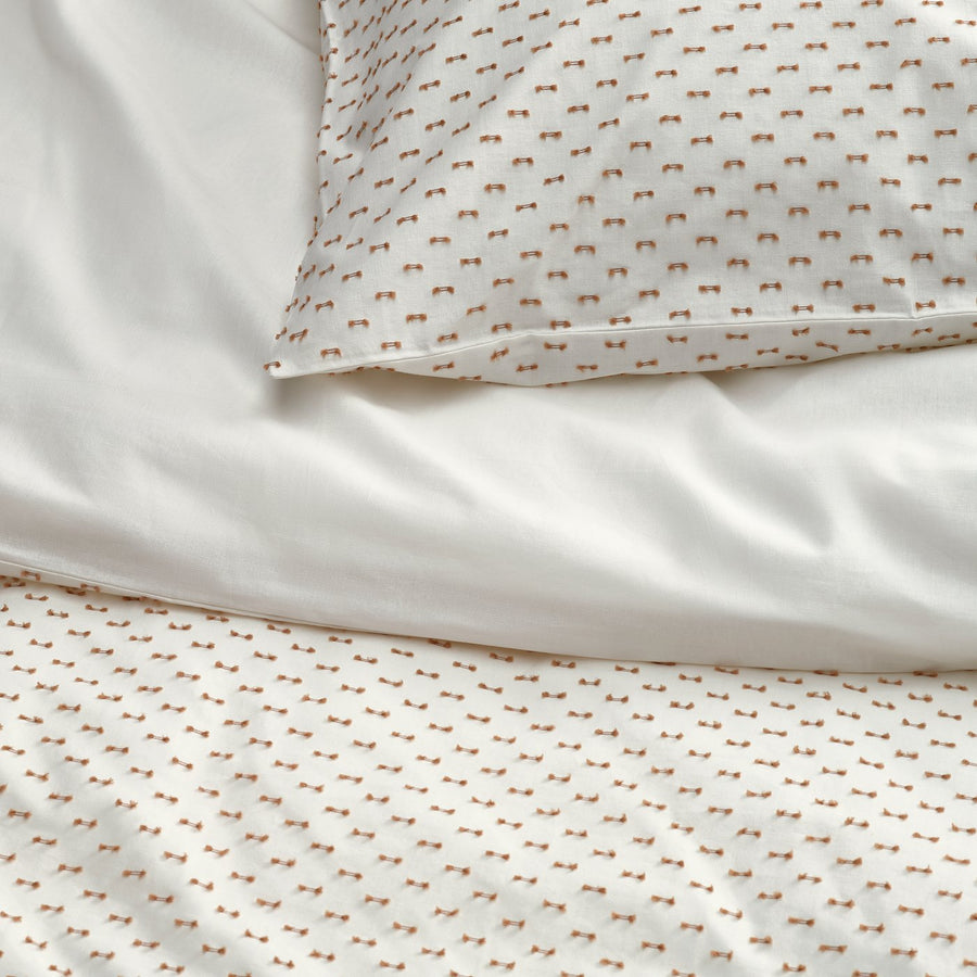 BANDKNIPPE duvet cover and pillowcase, white/beige, 150x200/50x80 cm