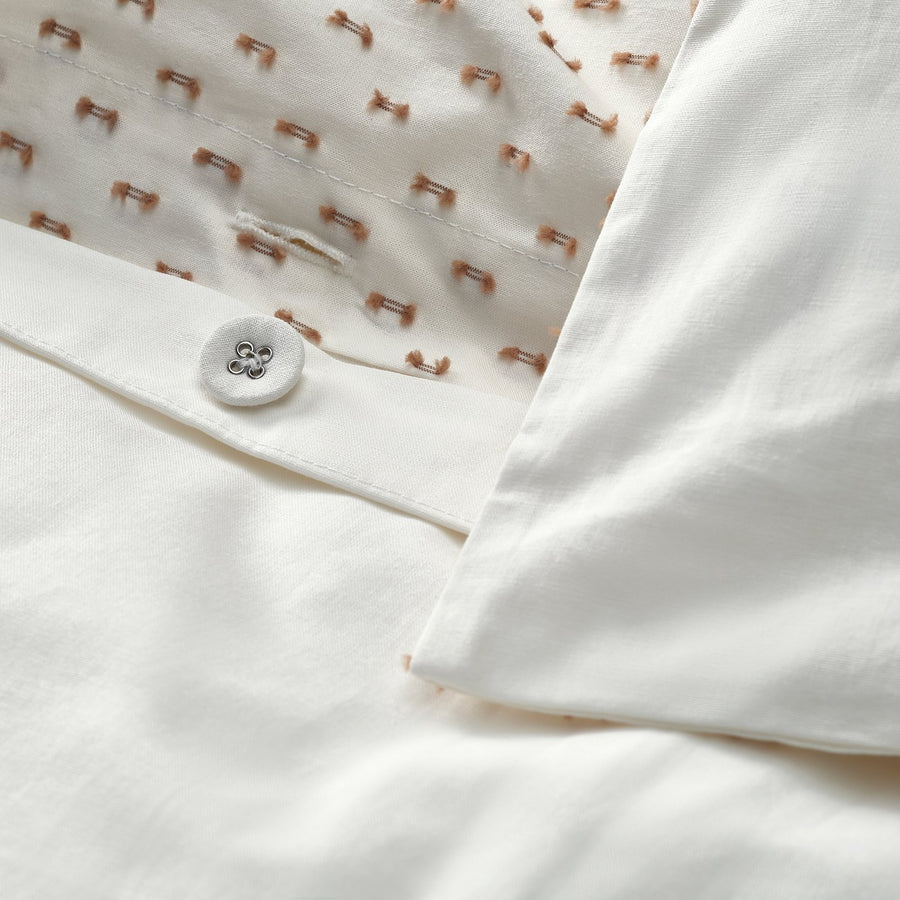 BANDKNIPPE duvet cover and pillowcase, white/beige, 150x200/50x80 cm