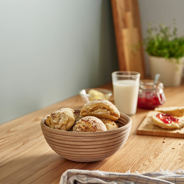 BANDSLÄTTING yeast/bread basket, rattan, 22 cm
