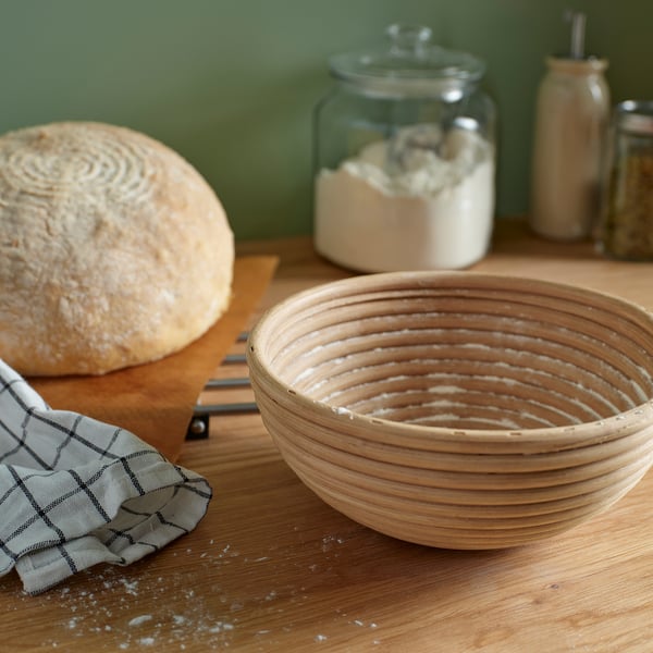 BANDSLÄTTING yeast/bread basket, rattan, 22 cm