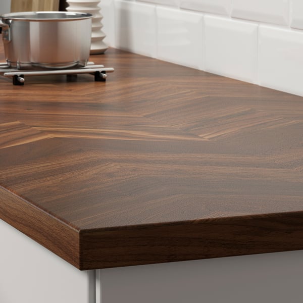 BARKABODA worktop, walnut/veneer, 246x3.8 cm