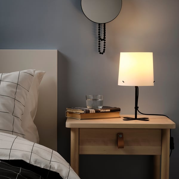 BARLAST table lamp, black/white, 31 cm