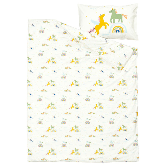 BARNDRÖM duvet cover and pillowcase, white multicolour/unicorn pattern, 150x200/50x80 cm