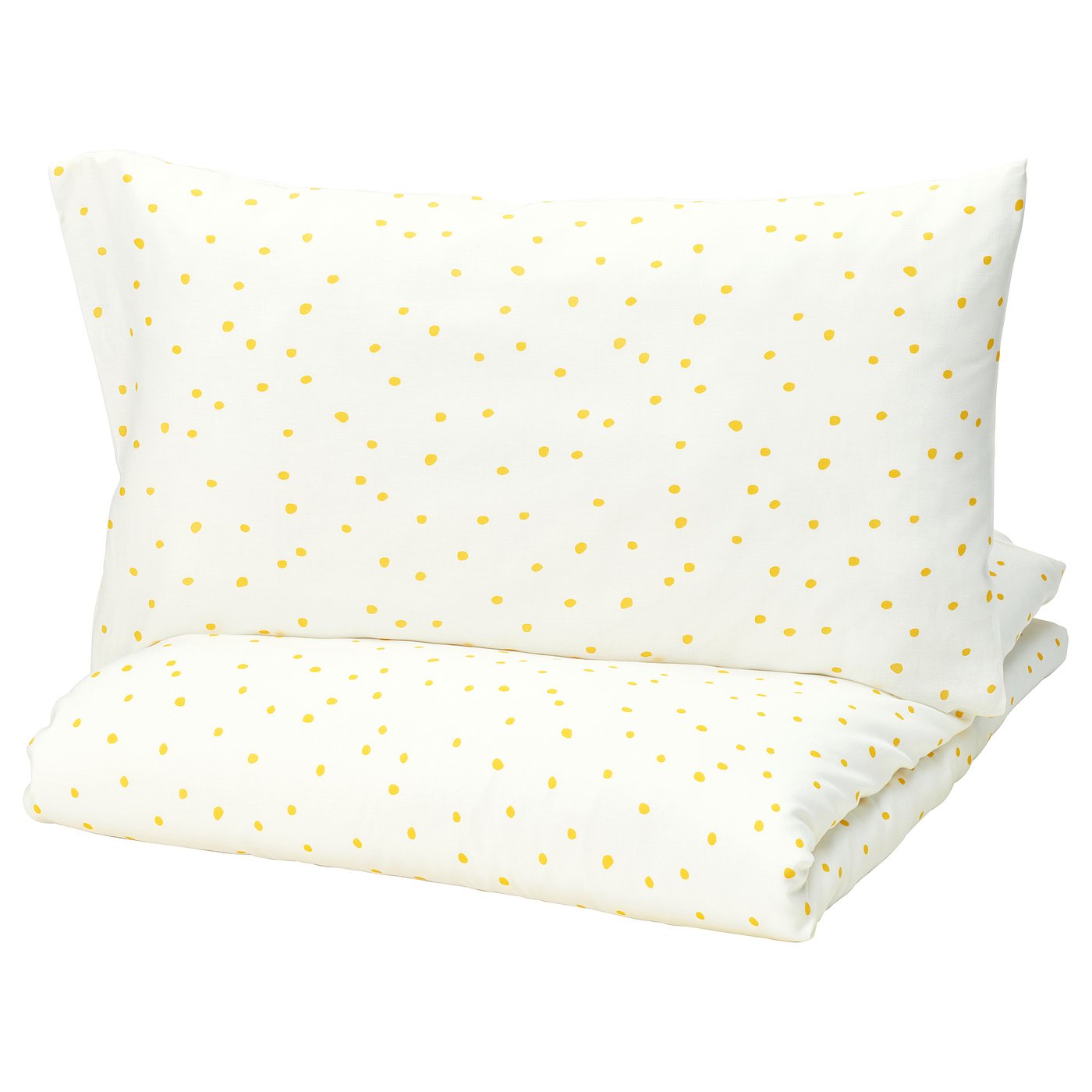 BARNDRÖM duvet cover and pillowcase, white yellow/dot pattern, 150x200/50x80 cm