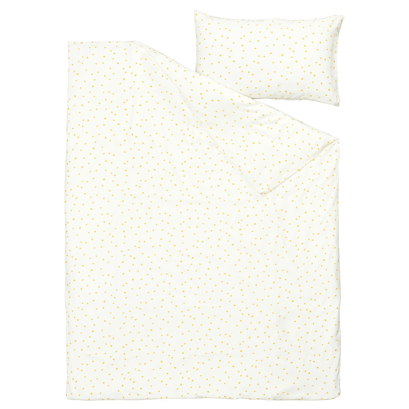 BARNDRÖM duvet cover and pillowcase, white yellow/dot pattern, 150x200/50x80 cm