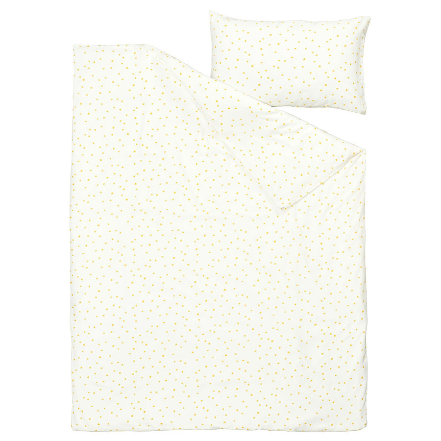 BARNDRÖM duvet cover and pillowcase, white yellow/dot pattern, 200x150 cm