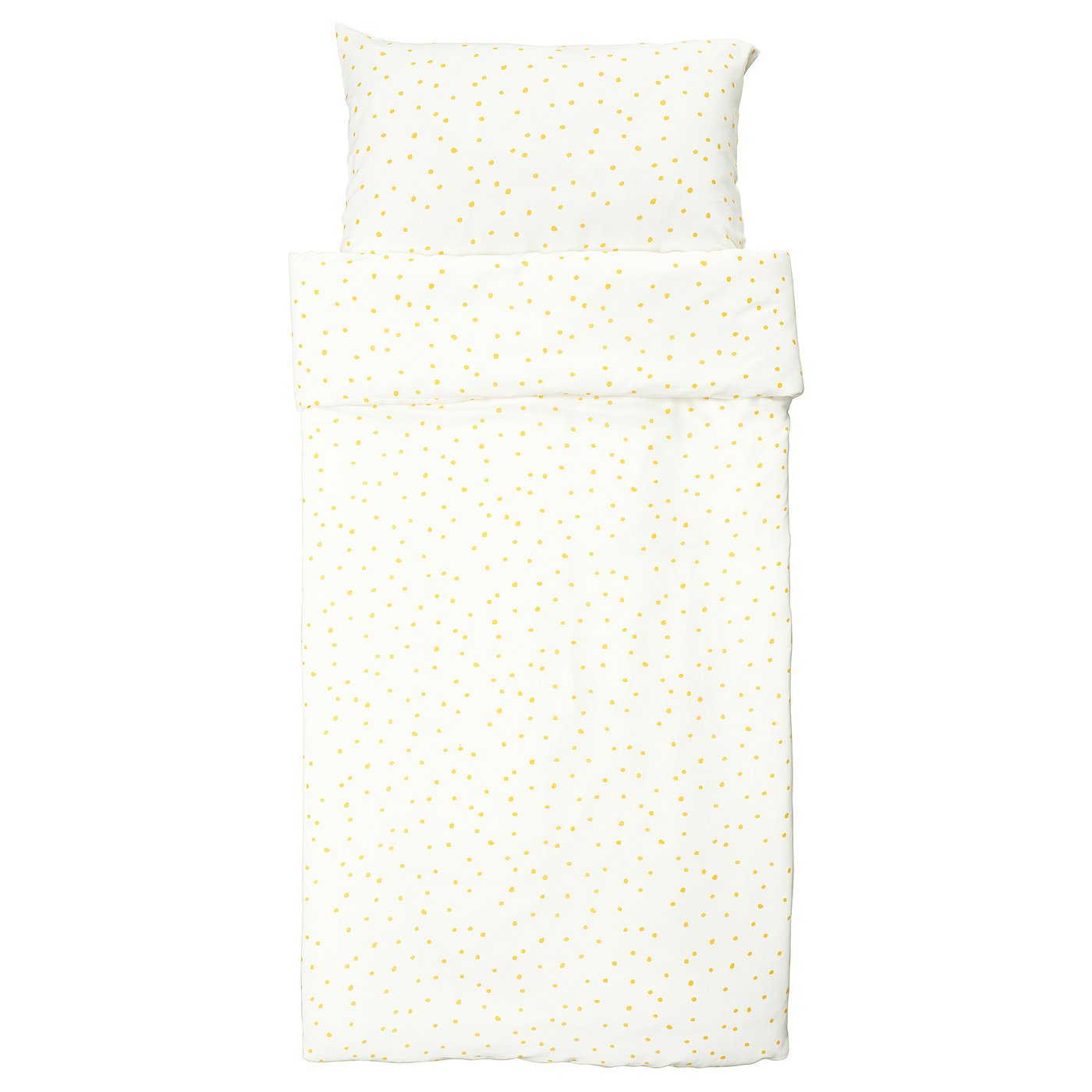 BARNDRÖM duvet cover and pillowcase, white yellow/dot pattern, 150x200/50x80 cm