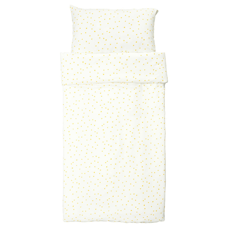 BARNDRÖM duvet cover and pillowcase, white yellow/dot pattern, 200x150 cm