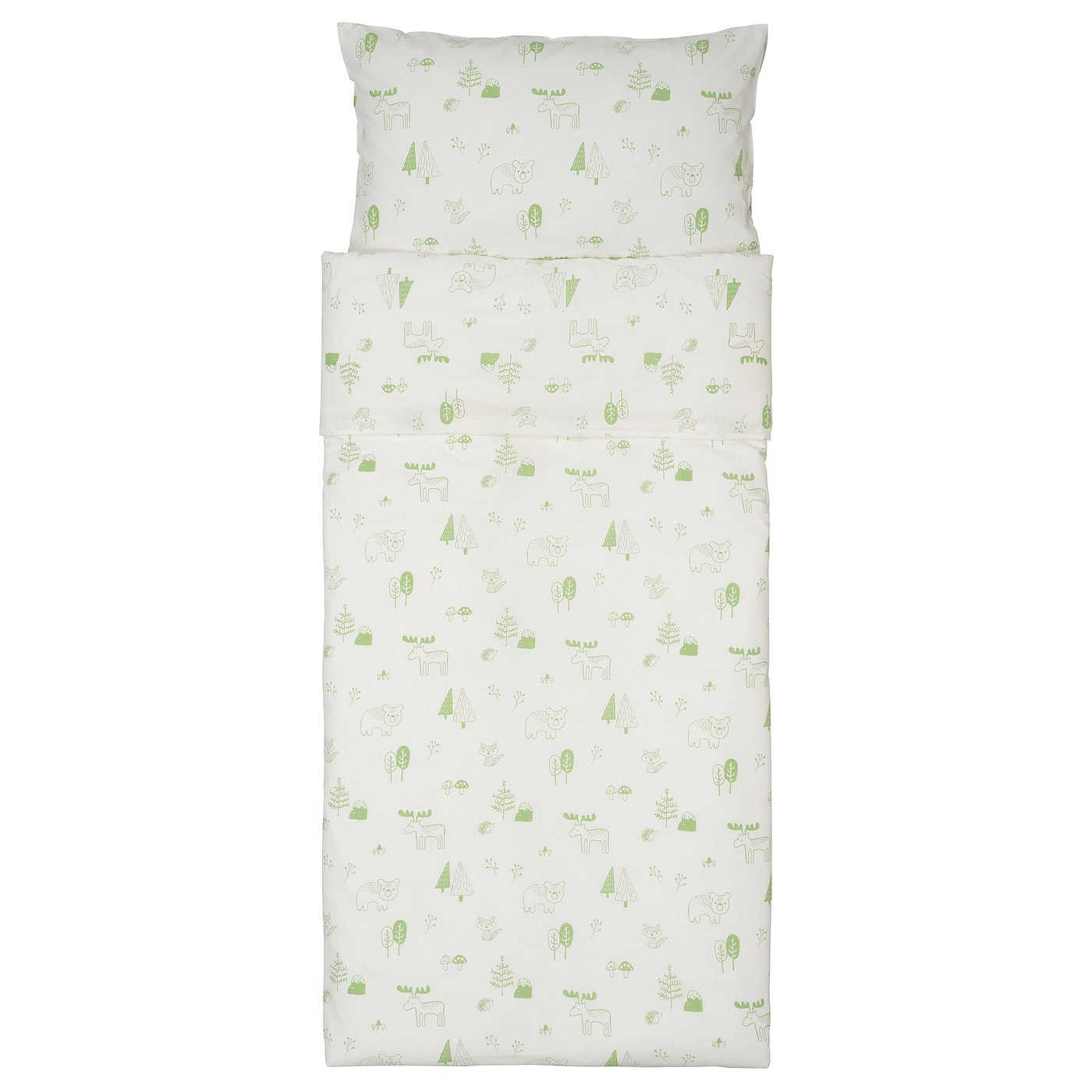 BARNDRÖM duvet cover and pillowcase, white green/forest, 150x200/50x80 cm