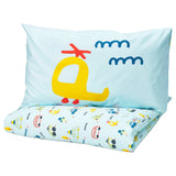 BARNDRÖM duvet cover and pillowcase, blue/vehicles pattern, 150x200/50x80 cm
