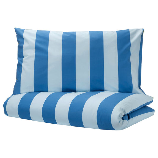 BARNDRÖM duvet cover and pillowcase, blue green/stripe pattern, 150x200/50x80 cm