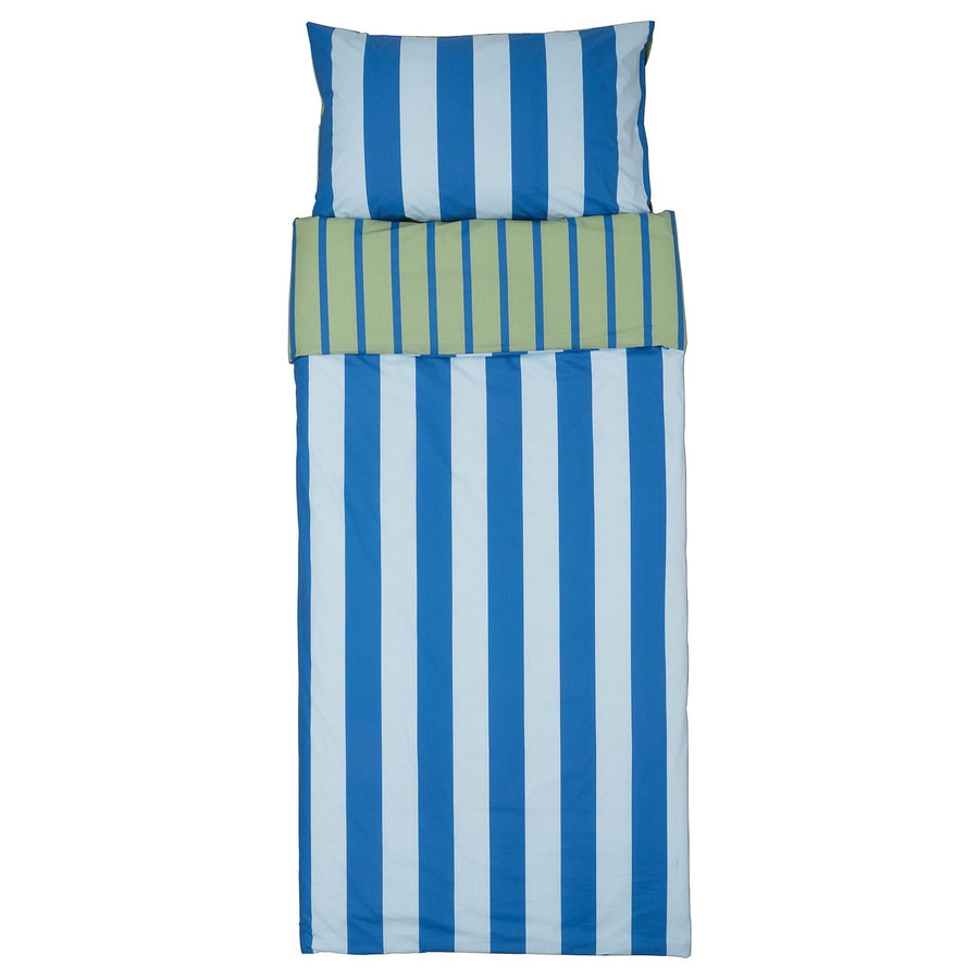 BARNDRÖM duvet cover and pillowcase, blue green/stripe pattern, 150x200/50x80 cm