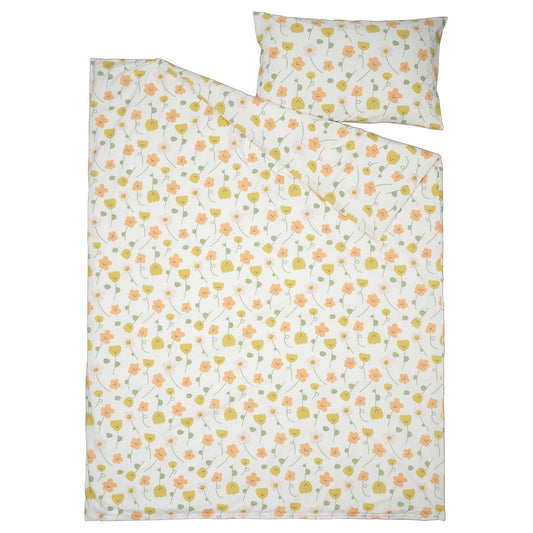 BARNDRÖM duvet cover and pillowcase, multicolour/flower pattern, 150x200/50x80 cm
