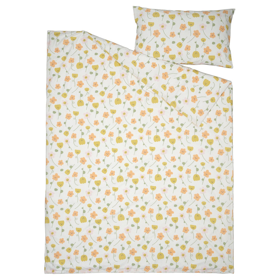 BARNDRÖM duvet cover and pillowcase, multicolour/flower pattern, 150x200/50x80 cm