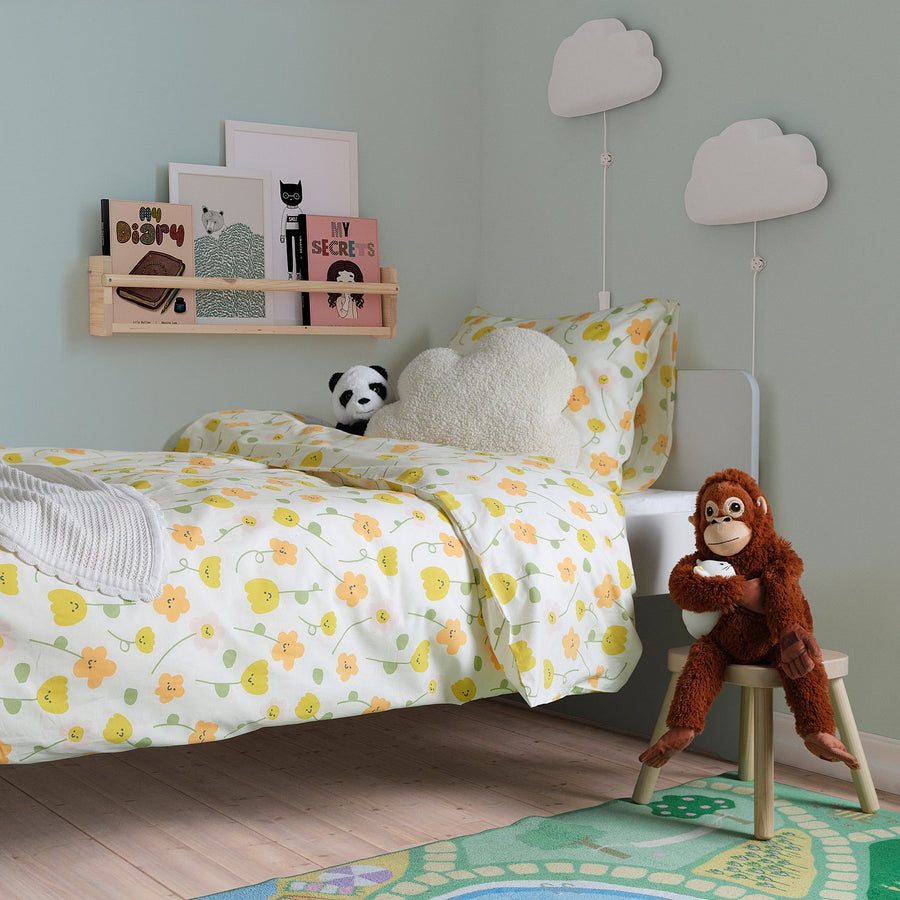 BARNDRÖM duvet cover and pillowcase, multicolour/flower pattern, 150x200/50x80 cm
