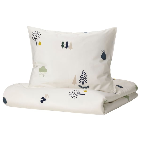 BARNDRÖM - BARNDRÖM Duvet cover and pillowcase, forest animal pattern/multicolour, 150x200/50x80 cm