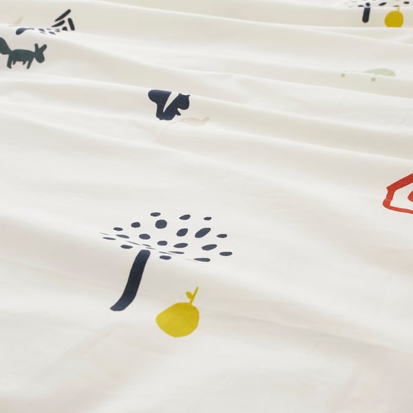BARNDRÖM duvet cover and pillowcase, forest animal pattern/multicolour, 150x200/50x80 cm
