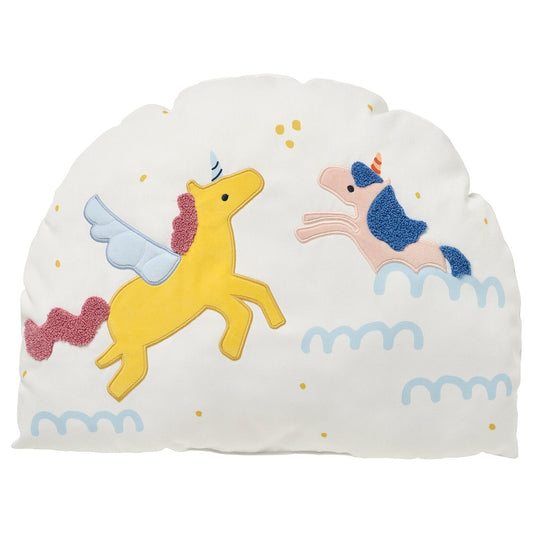 BARNDRÖM cushion, white/unicorn rainbow, 45x33 cm