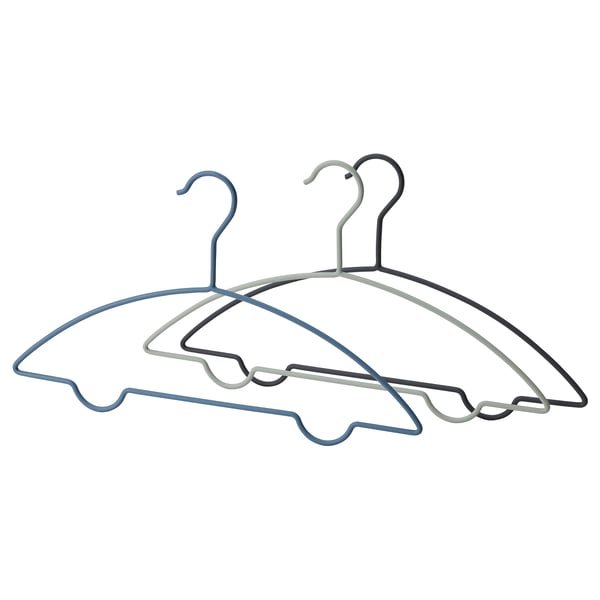 BARNDRÖM children's coat-hanger, blue green/grey, 32 cm, 3 pack
