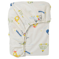 BARNDRÖM fitted sheet, white/vehicles pattern, 90x200 cm