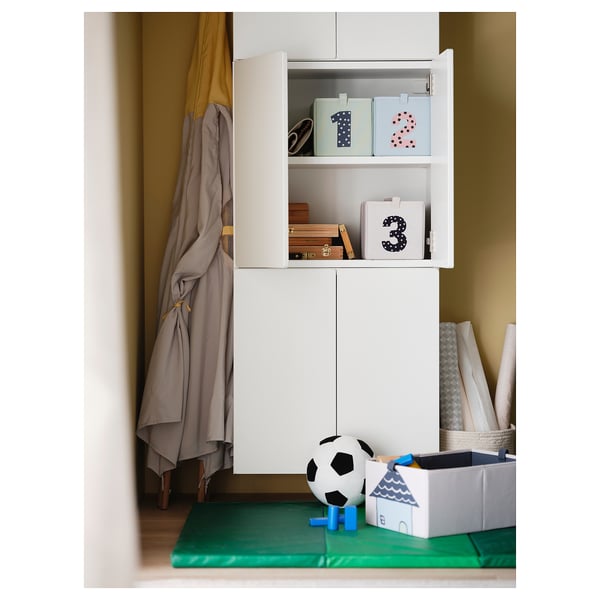 BARNDRÖM box, set of 3, green blue/beige, 17x27x17 cm