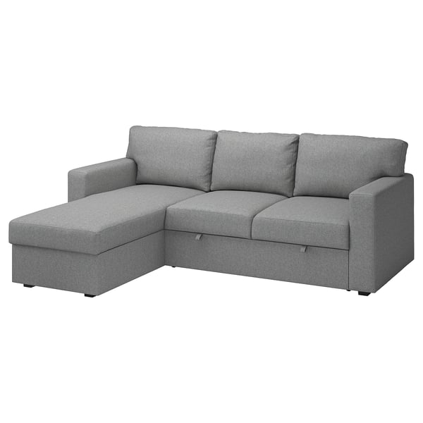 BÅRSLÖV 3-seat sofa-bed with chaise longue, Tibbleby beige/grey, 236x90x153 cm