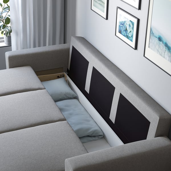 BÅRSLÖV - 3-seater sofa bed, Tibbleby beige/grey