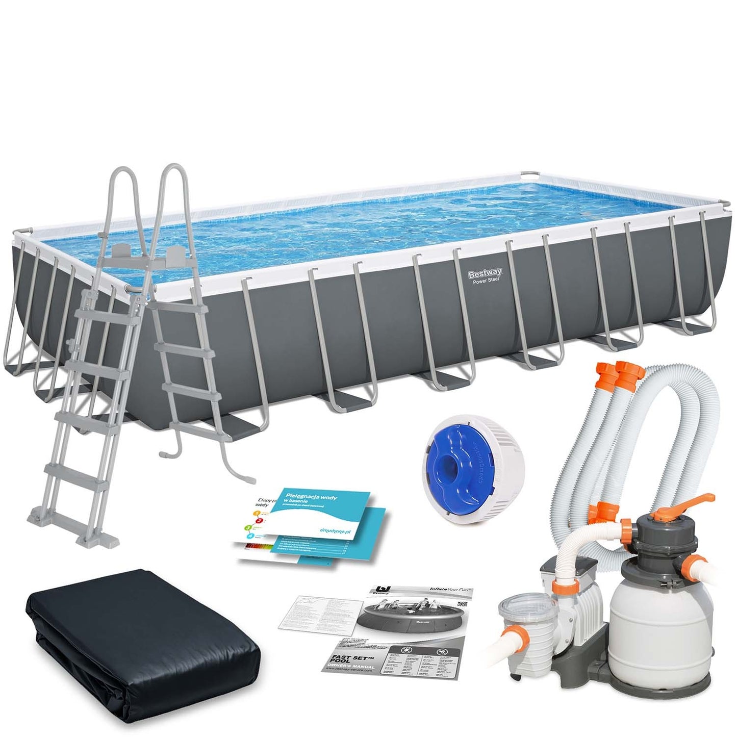 Frame Pool grey, 7.32 x 3.66 x 1.32m, sand filter 5.6m3/h