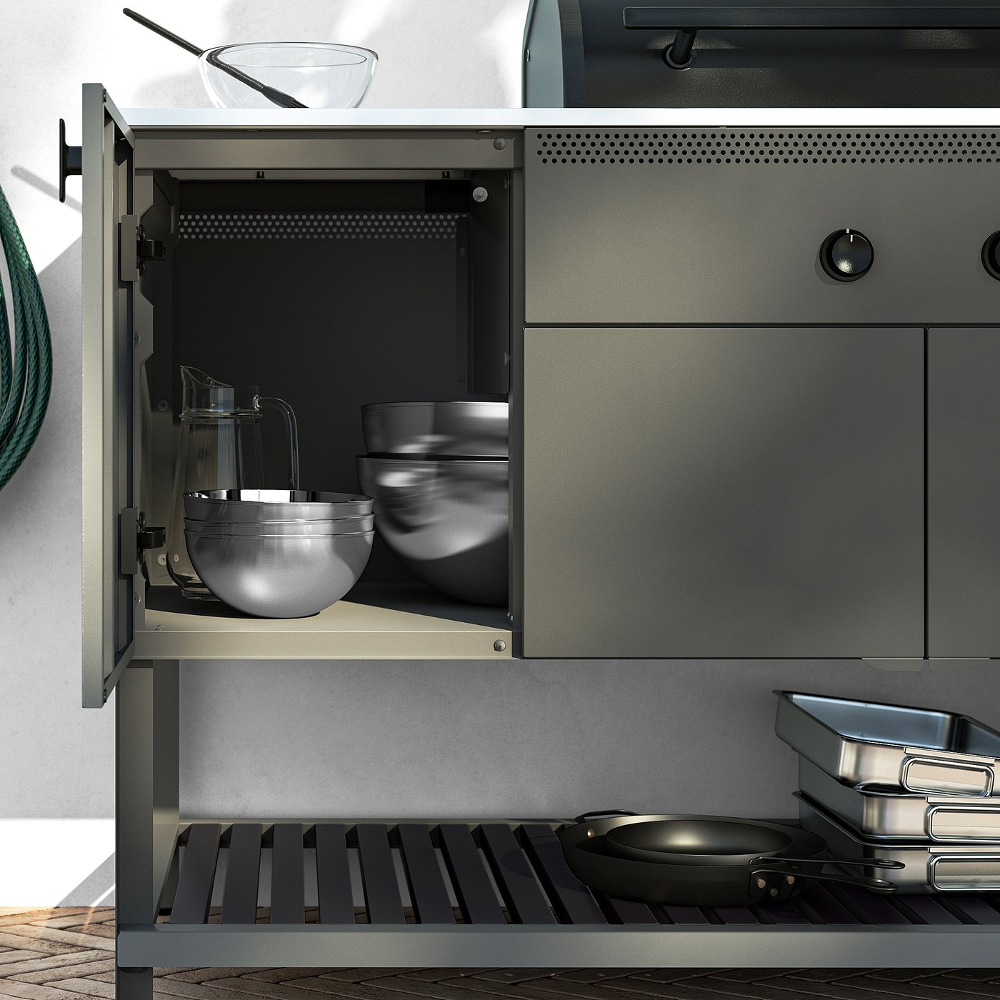 BÅTSKÄR charcoal barbecue, outdoor/dark grey, 60x120 cm