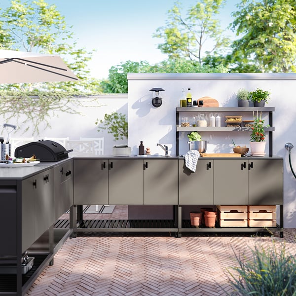 BÅTSKÄR - Kitchen ester/BBQ carbon/elem lavel, dark grey,300x300 cm