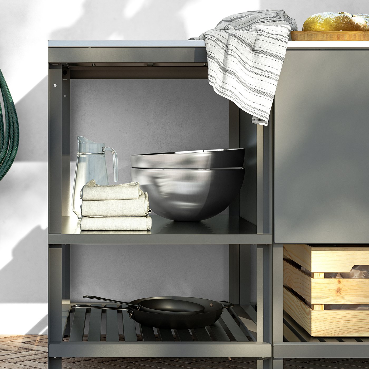 BÅTSKÄR open kitchen unit, outdoor/dark grey, 60x60 cm