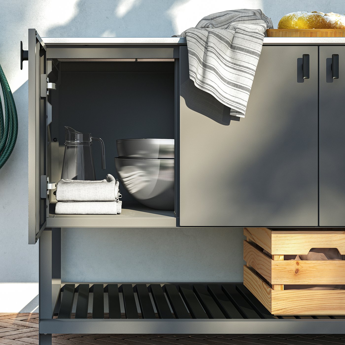 BÅTSKÄR closed kitchen unit, outdoor/dark grey, 120x60 cm