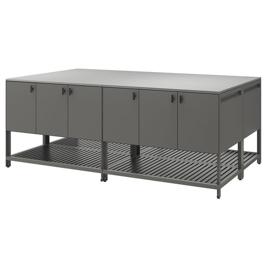 BÅTSKÄR outdoor kitchen island, dark grey, 240x93x120 cm