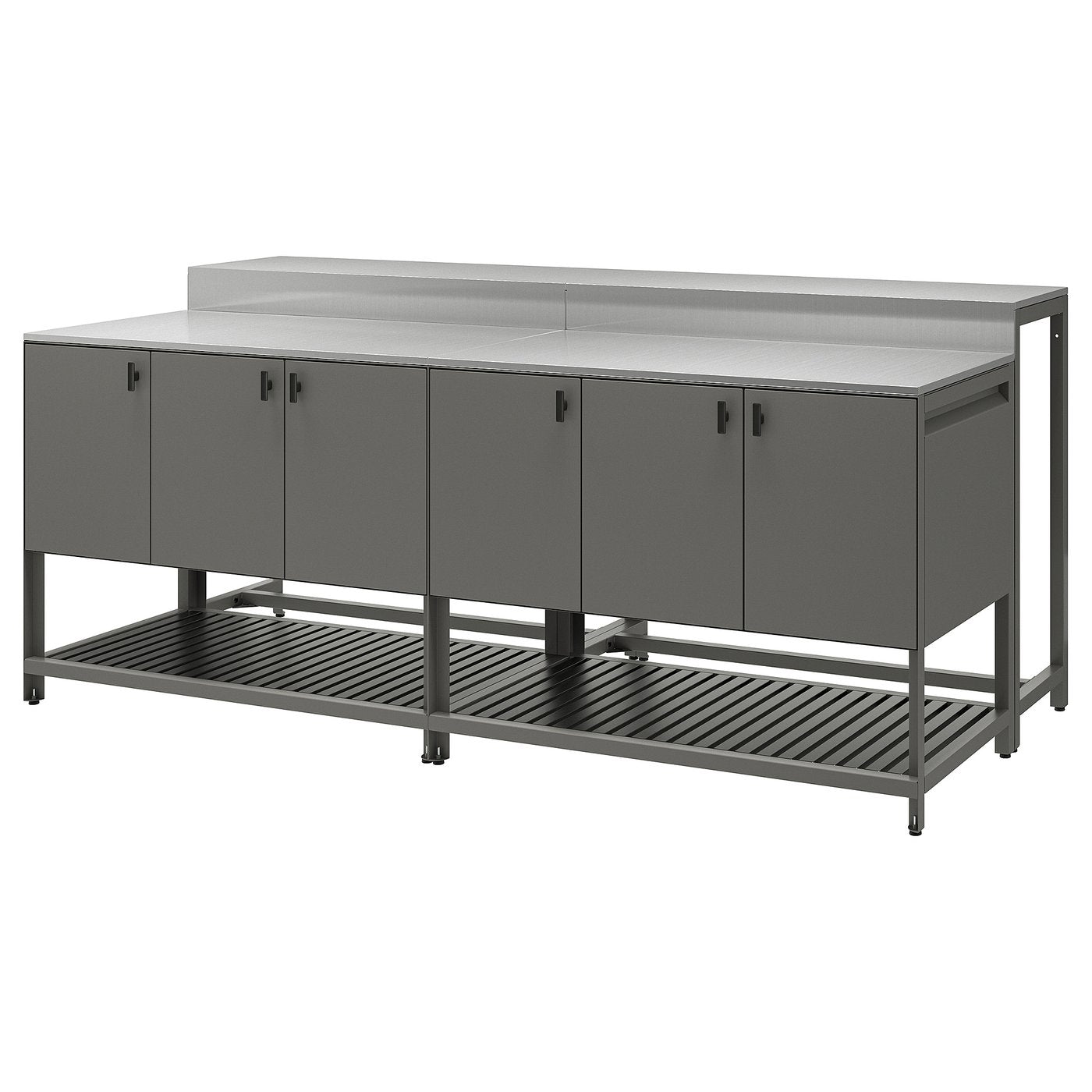 BÅTSKÄR outdoor kitchen island w bar table, dark grey, 240x100 cm