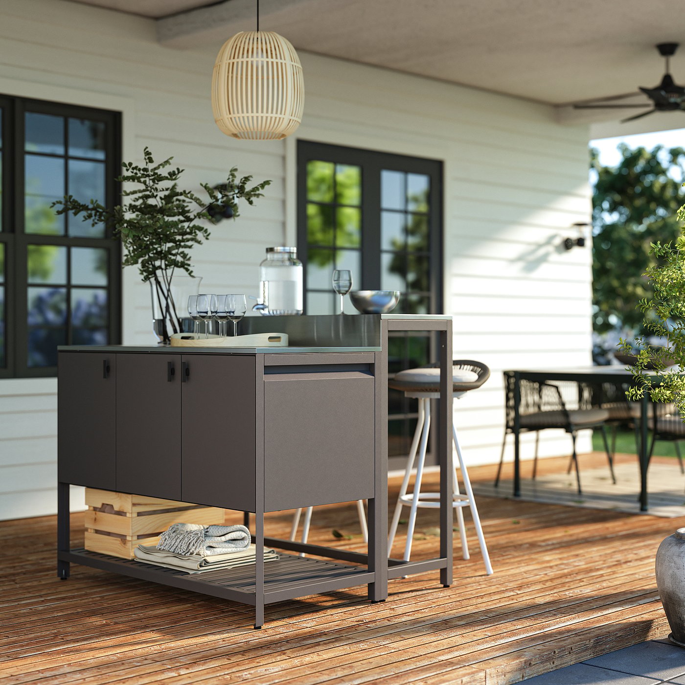 BÅTSKÄR outdoor kitchen island w bar table, 120x93x100 cm