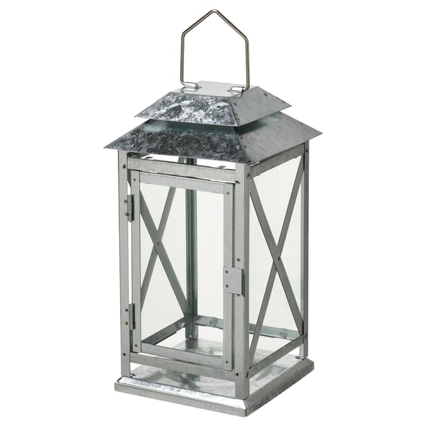 BEFÄSTA - BEFÄSTA Lantern f block candle, in/outdoor, galvanised, 29 cm