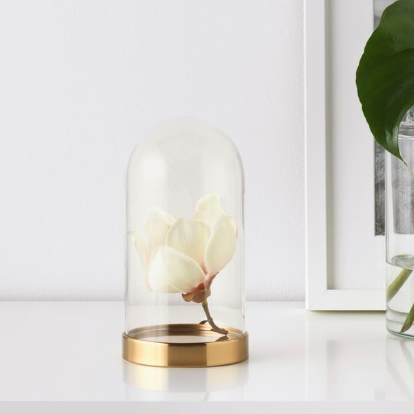 BEGÅVNING glass dome with base, 19 cm