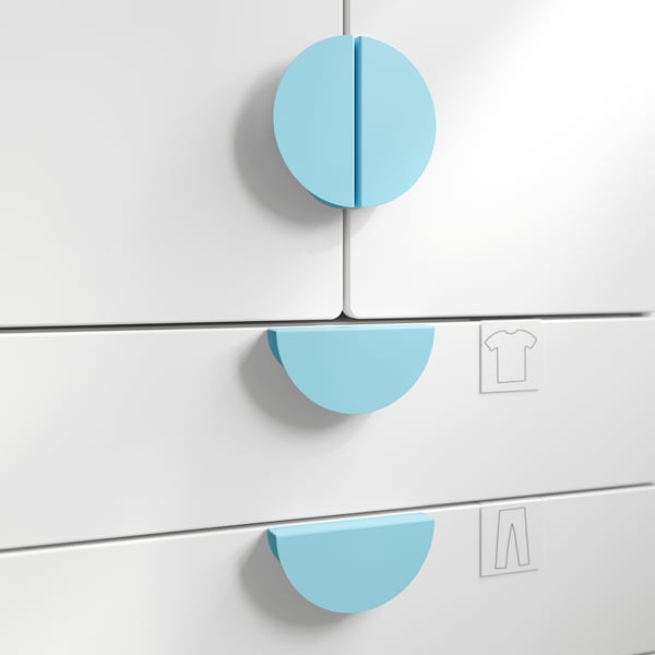 BEGRIPA handle, light blue/half-round, 130 mm, 2 pack