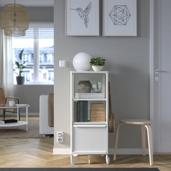 BEKANT storage unit on castors, mesh/white, 41x101 cm