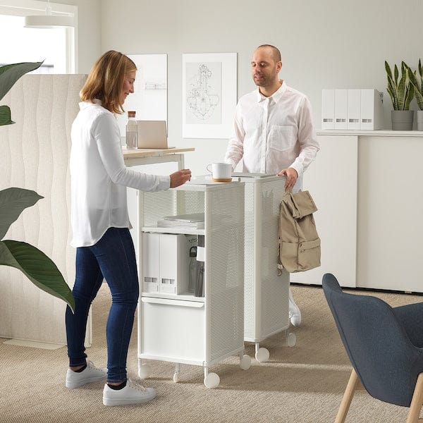 Ikea BEKANT - Storage unit on castors, mesh/white, 41x101 cm