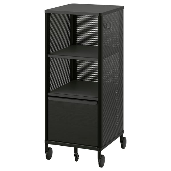 BEKANT storage unit on castors, mesh/black, 41x101 cm